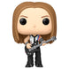 Détail de la figurine Funko POP Avril Lavigne montrant les traits caractéristiques et la boîte collector