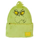 Sac à dos Loungefly Grinch vue de face avec design vert et rouge festif
