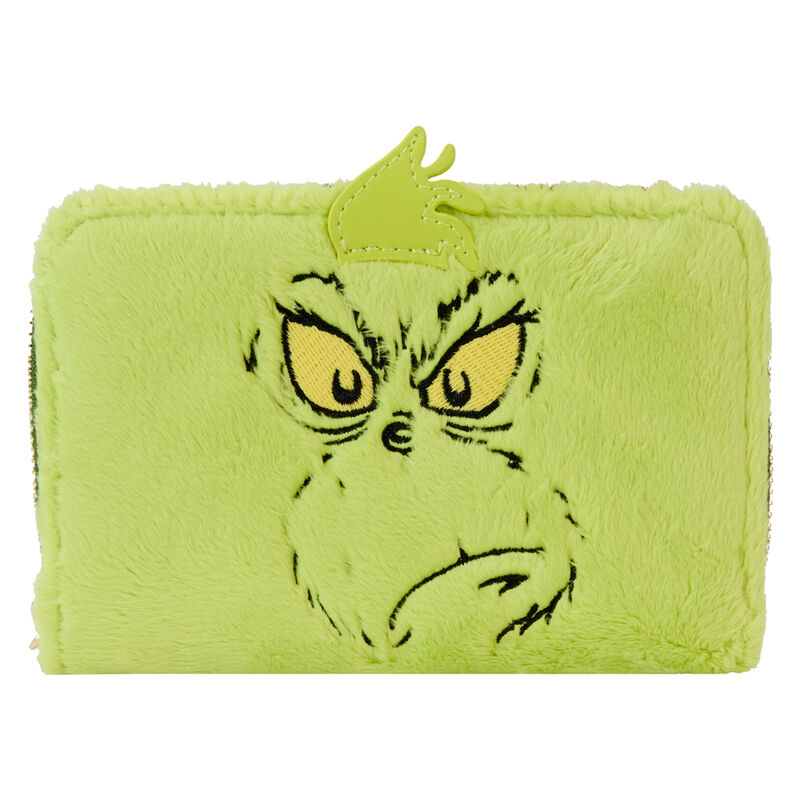 Portefeuille Loungefly Grinch vue de face avec design coloré et personnage emblématique