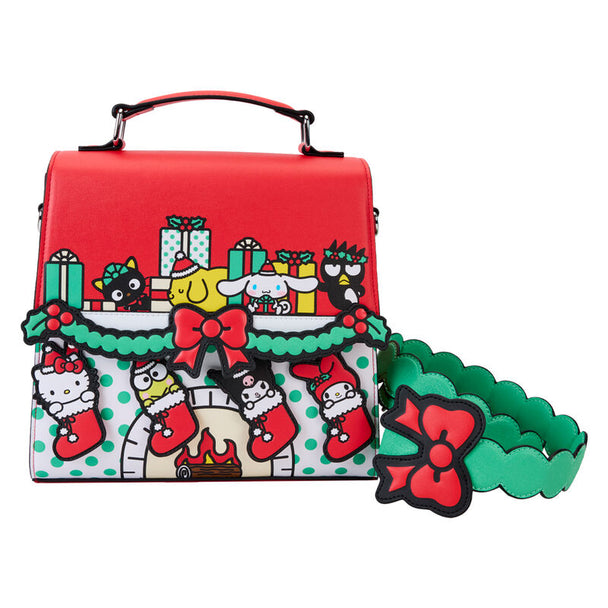 Sac bandoulière Loungefly Hello Kitty édition Noël en cuir vegan avec détails festifs et fermeture éclair