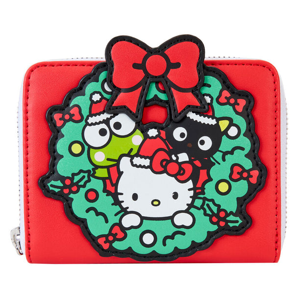 Portefeuille Loungefly Hello Kitty édition Noël en cuir vegan avec fermeture zippée et détails argentés