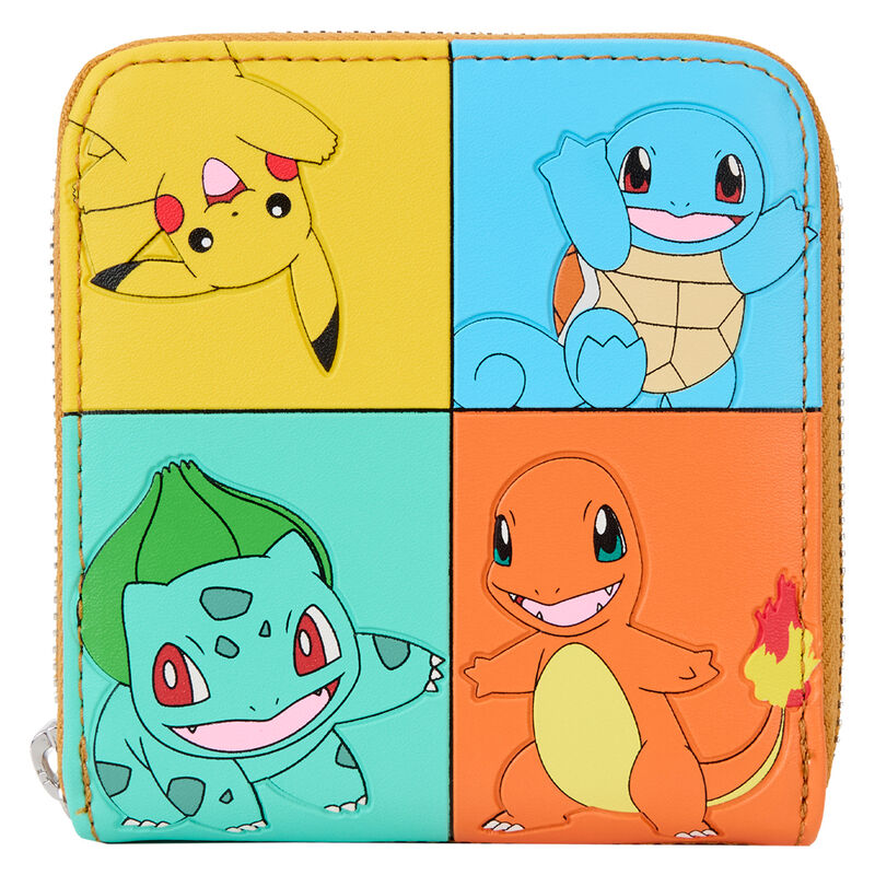 Vue avant du portefeuille Loungefly Pokémon avec motifs colorés et logo officiel