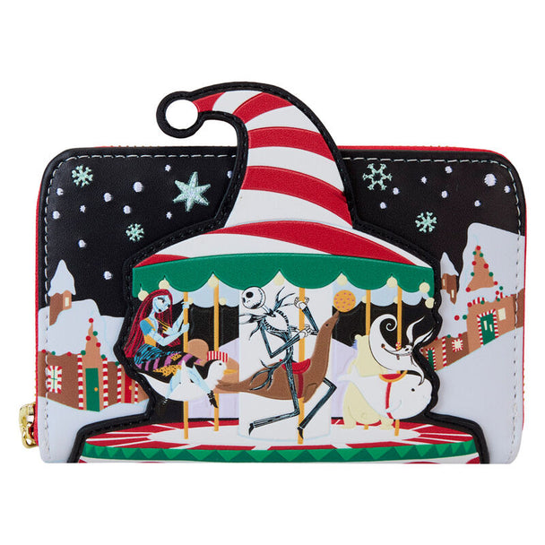 Portefeuille Loungefly Disney Nightmare Before Christmas avec illustration de Christmas Town sur fond noir