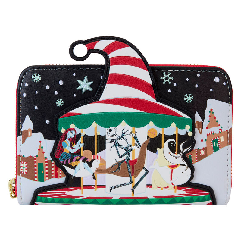 Portefeuille Loungefly Disney Nightmare Before Christmas avec illustration de Christmas Town sur fond noir