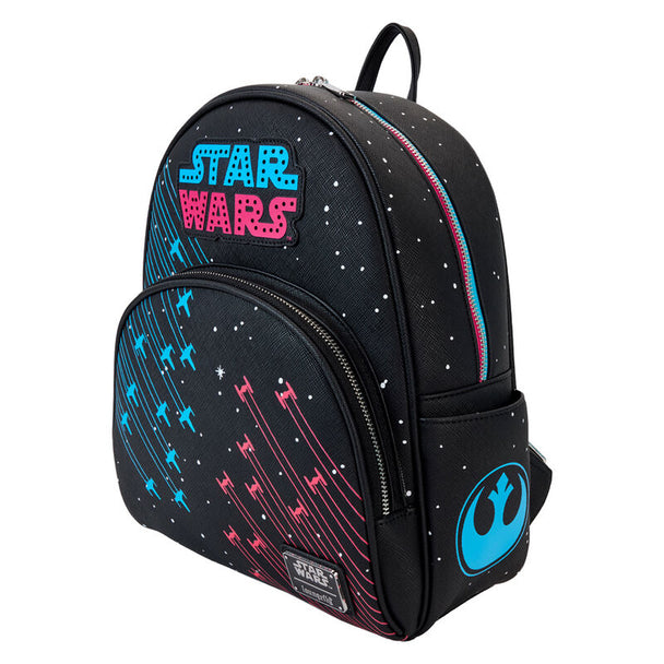 Détail des bretelles ajustables du sac à dos Loungefly Star Wars Neon 70