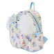 Poche avant du sac à dos avec fermeture à pression, ornée de détails irisés et embossés