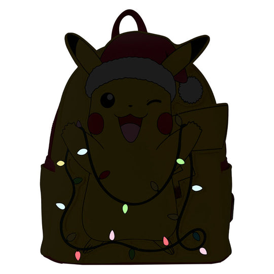 Vue latérale montrant la profondeur et les poches du sac à dos Pokémon Pikachu Holiday