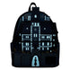 Vue latérale montrant les poches zippées du sac à dos Nevermore Academy