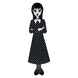 Photo rapprochée du fermoir métallique du pin's Loungefly Wednesday Addams