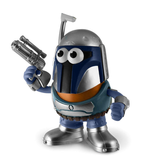 Figurine Jango Fett Mr Potato de 15 cm en PVC, vue de face avec détails précis de la tenue et casque