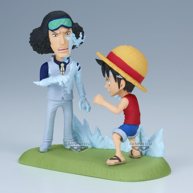 Vue rapprochée de la figurine Luffy vs Kuzan avec finition soignée et couleurs vives