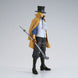 Vue arrière de la figurine Sabo mettant en avant les détails du manteau et des accessoires