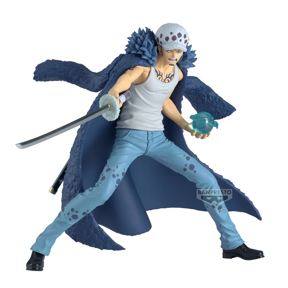 Présentation de l’emballage officiel BANPRESTO de la figurine Trafalgar Law One Piece 15cm