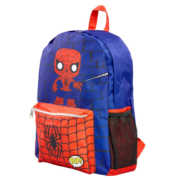 Sac à dos Loungefly Marvel Spider-Man en nylon rouge avec logo emblématique sur fond blanc