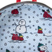 Vue arrière du sac à dos Loungefly Snoopy Holiday avec bretelles ajustables et finitions en métal noir