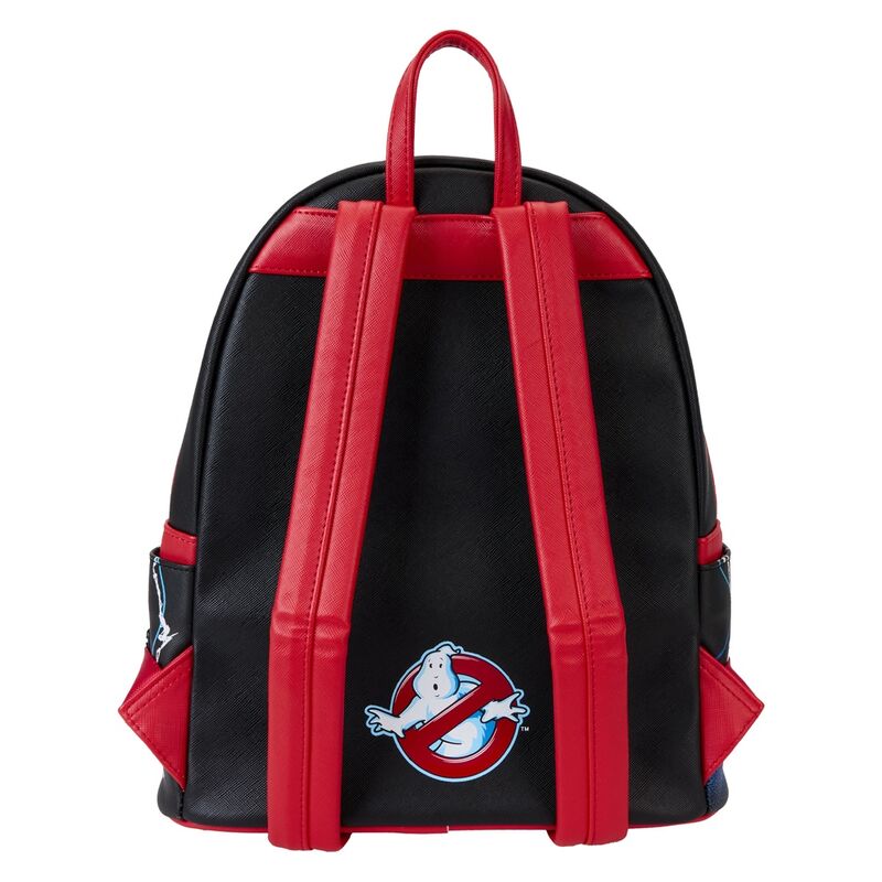 Sac à dos Stay Puft Marshmallow Man posé sur une surface blanche, montrant les finitions