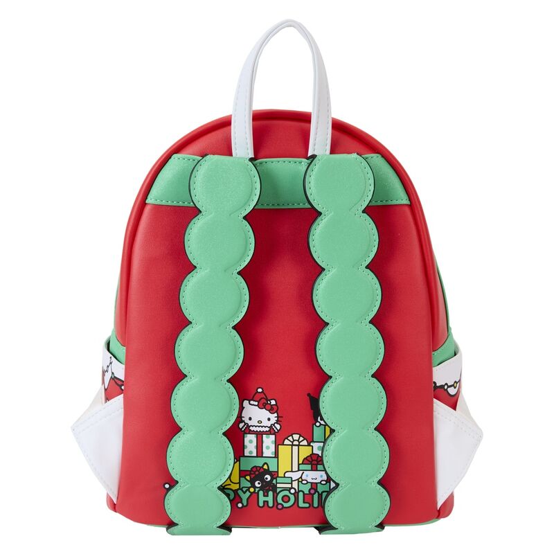 Poche frontale zippée cachée du sac à dos Loungefly Hello Kitty, parfaite pour ranger les petits objets