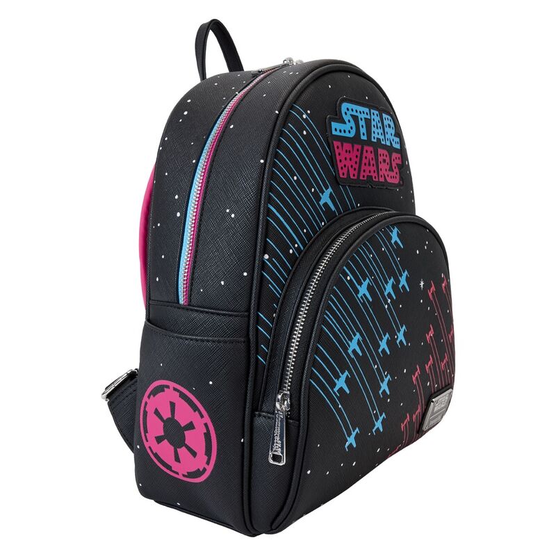 Intérieur spacieux du sac à dos Loungefly Star Wars Neon 70 avec doublure personnalisée