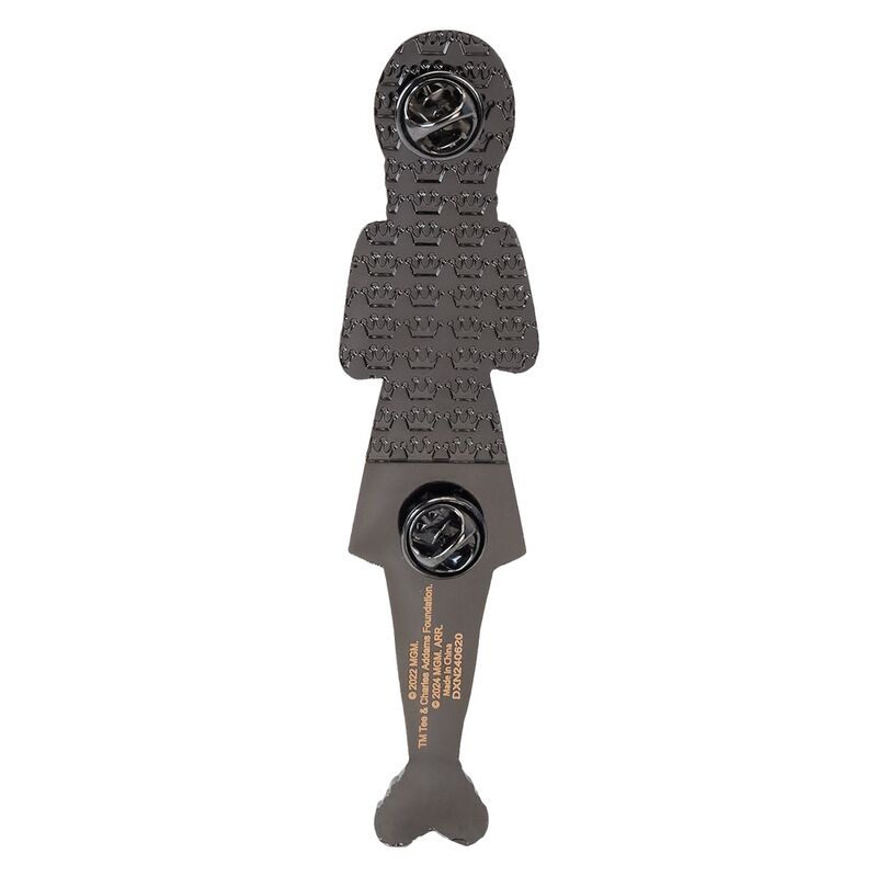 Présentation du pin's émaillé avec son packaging officiel Loungefly Addams