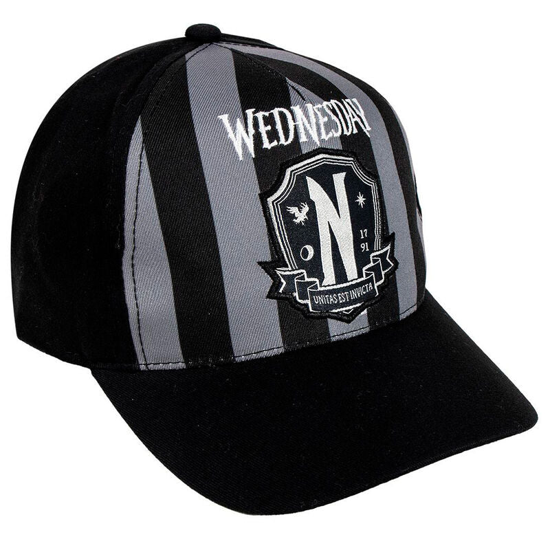 Casquette Wednesday CERDÁ vue de face, taille 55cm en polyester résistant