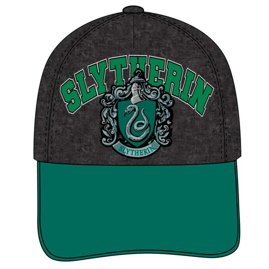 Casquette Harry Potter Serpentard verte en coton 100% taille 58cm vue de face avec logo brodé