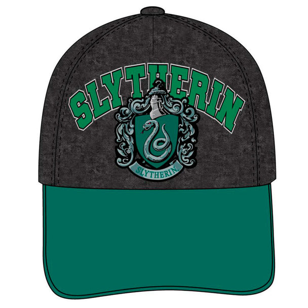 Casquette Harry Potter Serpentard verte en coton 100% taille 58cm vue de face avec logo brodé