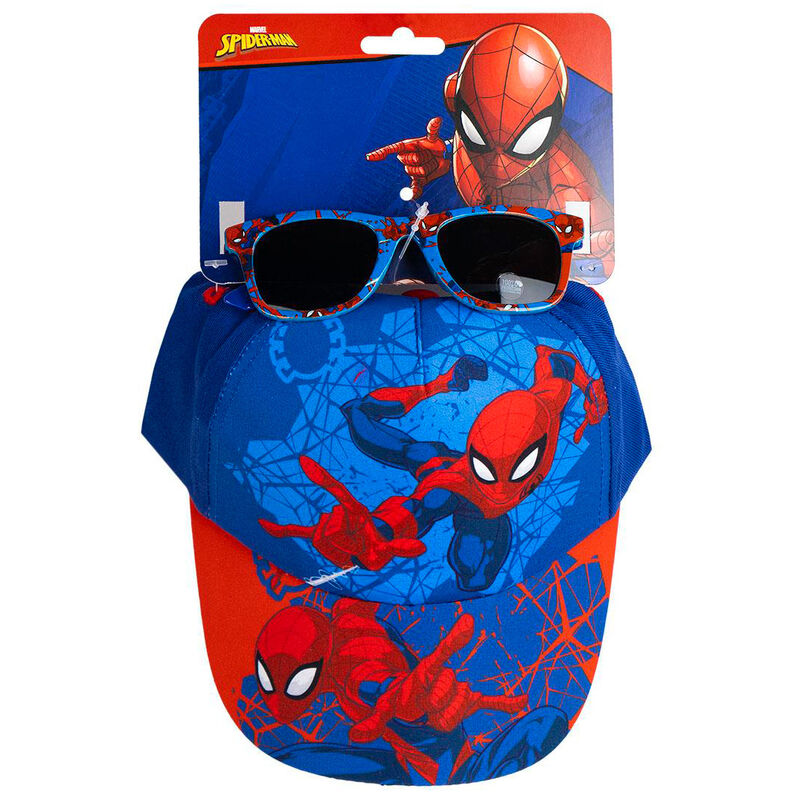 Set Spiderman Marvel CERDÁ comprenant une casquette rouge et lunettes assorties taille 53cm pour enfant.