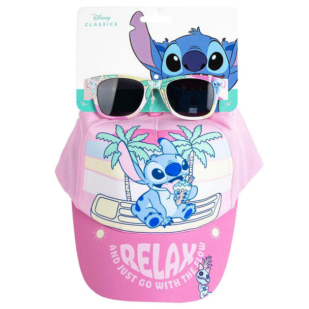 Set Disney Stitch comprenant une casquette bleue taille 53cm et des lunettes de soleil assorties, signé CERDÁ.