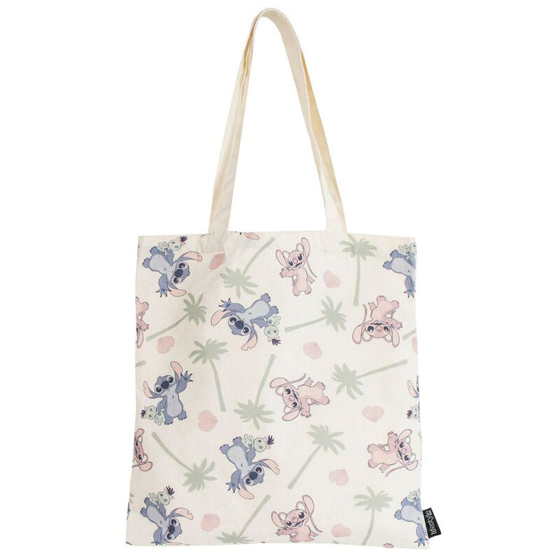 Vue avant du sac shopping Disney Stitch CERDÁ en polyester et coton avec illustration colorée
