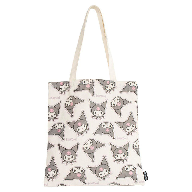 Sac de shopping Hello Kitty Kuromi CERDÁ vue de face avec design coloré et dimensions visibles