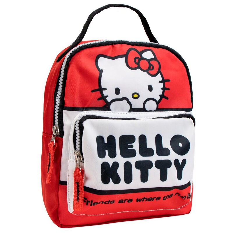 Sac à dos Hello Kitty CERDÁ de 23 cm avec design coloré et polyester résistant, vue de face.