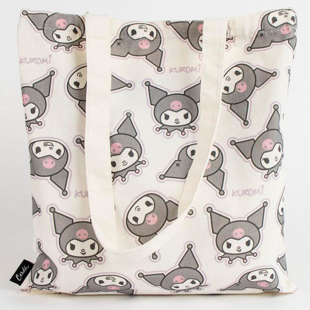 Détail du tissu en polyester et coton du sac Hello Kitty Kuromi, montrant la texture et la qualité