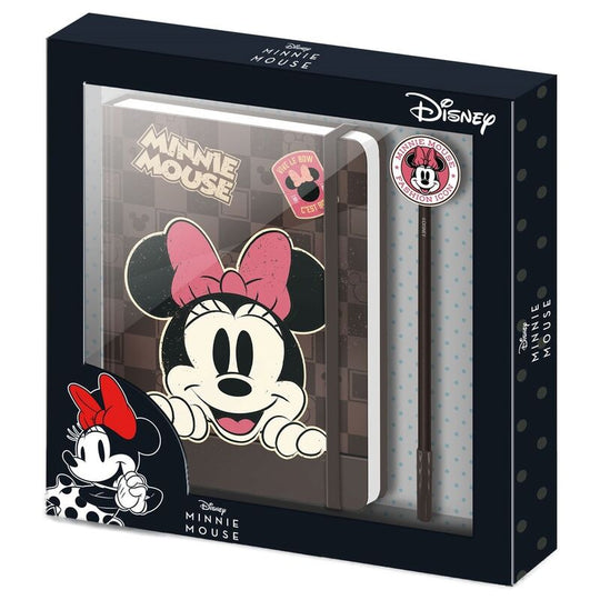 Set carnet Minnie Disney avec stylo, dimensions 22,4x2,2x23,2 cm, produit officiel KARACTERMANIA
