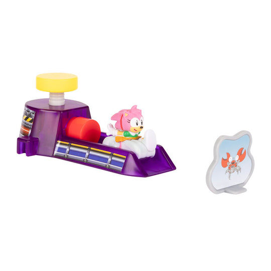Voiture Sonic Go Go Racer violette en mouvement avec effet flou