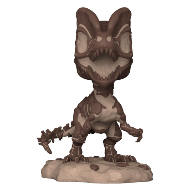 Zoom sur la figurine Dilophosaurus Funko POP avec détails réalistes et couleurs vives