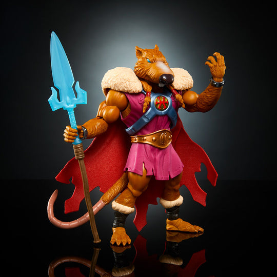Vue latérale droite de la figurine Splinter-Skull exposant les détails du costume et accessoires