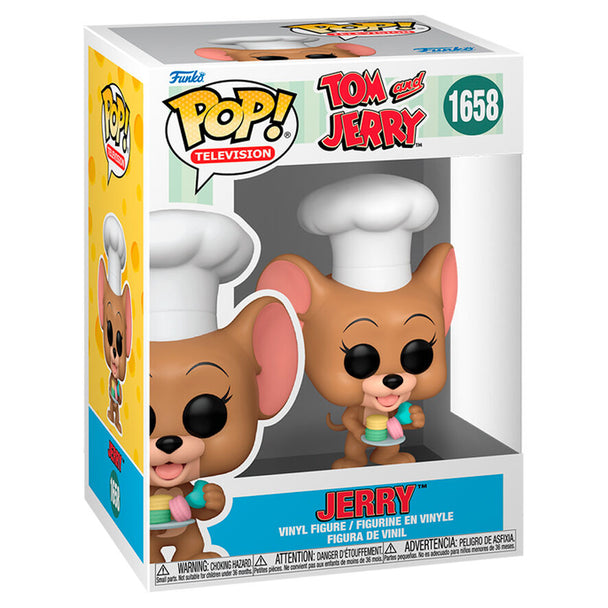 Vue rapprochée de la figurine Jerry Funko POP montrant les détails du visage et du design en vinyle