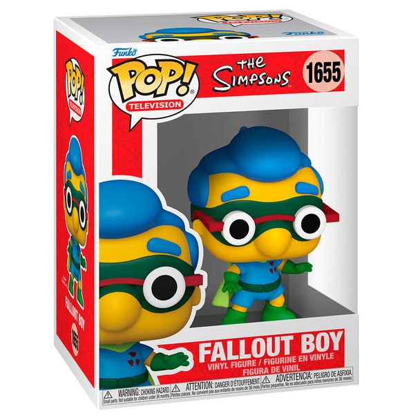 Boîte cadeau originale de la figurine Funko POP Fallout Boy des Simpsons, vue de face avec logo Funko
