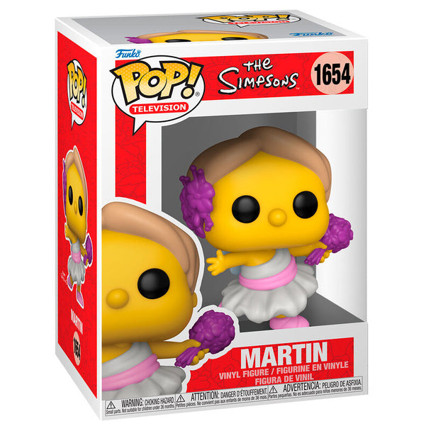 Packaging de la figurine Funko POP Martin des Simpsons, boîte collector avec illustration du personnage