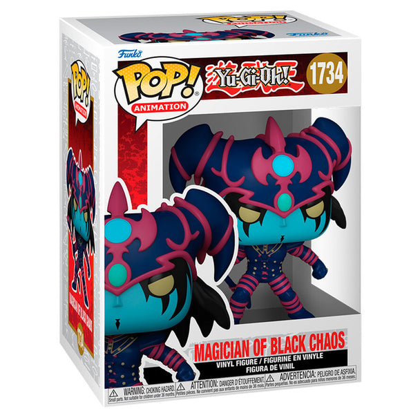 Vue rapprochée de la figurine Funko POP Magician of Black Chaos montrant les détails du vinyle et la boîte collector