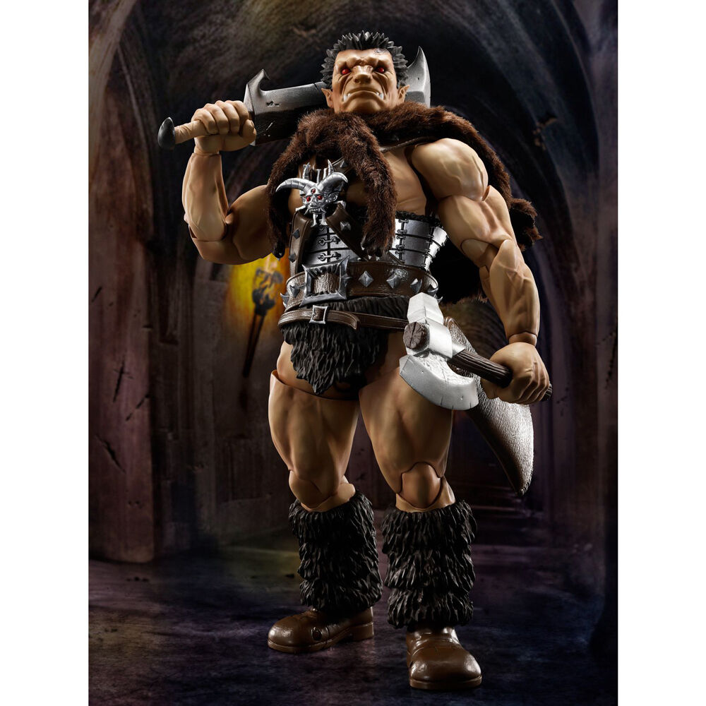 Figurine Nosferatu Zodd de Berserk en position dynamique avec épée et hache