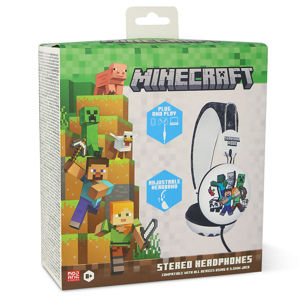 Zoom sur la prise jack 3.5mm universelle du casque Minecraft compatible avec plusieurs appareils