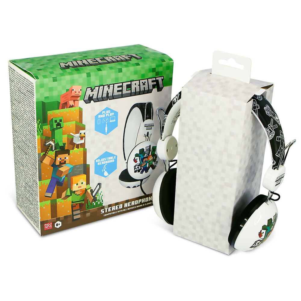 Image du casque Minecraft avec fond blanc mettant en valeur son design et sa légèreté