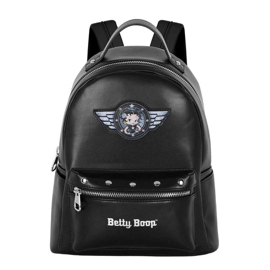 Sac à dos Betty Boop Motor Love vu de face avec logo KARACTERMANIA et design coloré