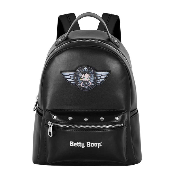 Sac à dos Betty Boop Motor Love vu de face avec logo KARACTERMANIA et design coloré