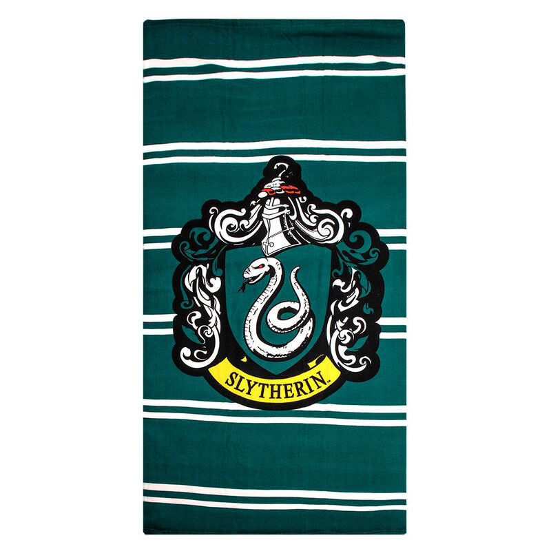 Serviette de plage microfibre Harry Potter Serpentard, dimensions 90x180 cm, design officiel CERDÁ.