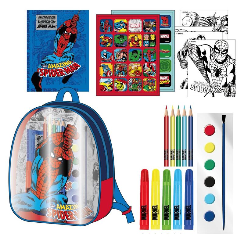 Set papeterie Marvel Avengers avec sac à dos CERDÁ aux dimensions 22x23x7 cm, parfait pour les enfants fans de super-héros.