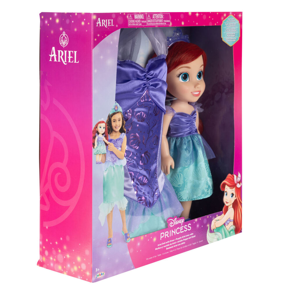 Vue rapprochée des mains et des pieds de la poupée Ariel Disney taille 38 cm