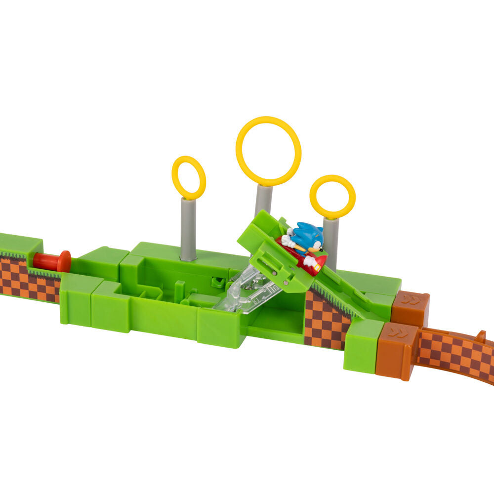 Ensemble complet du circuit de course avec Sonic et Knuckles en action