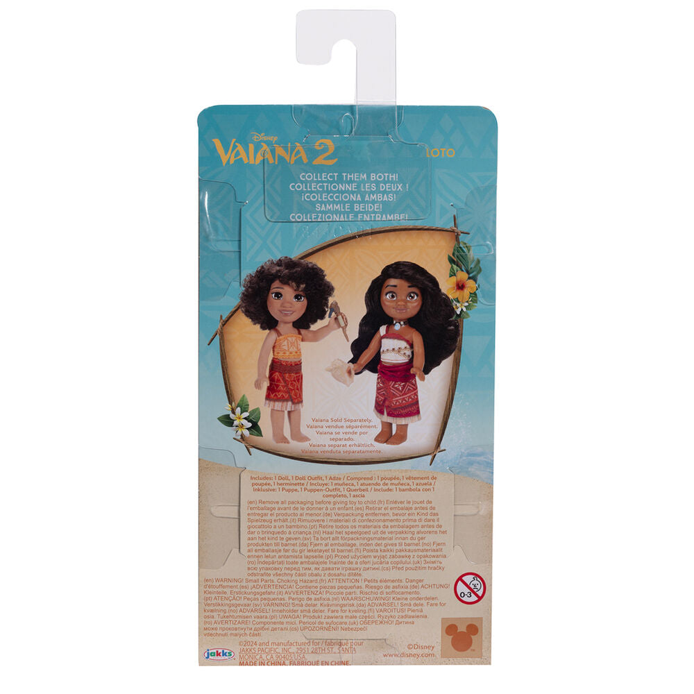 Gros plan sur les chaussures et base stable de la poupée Vaiana Moana 15cm